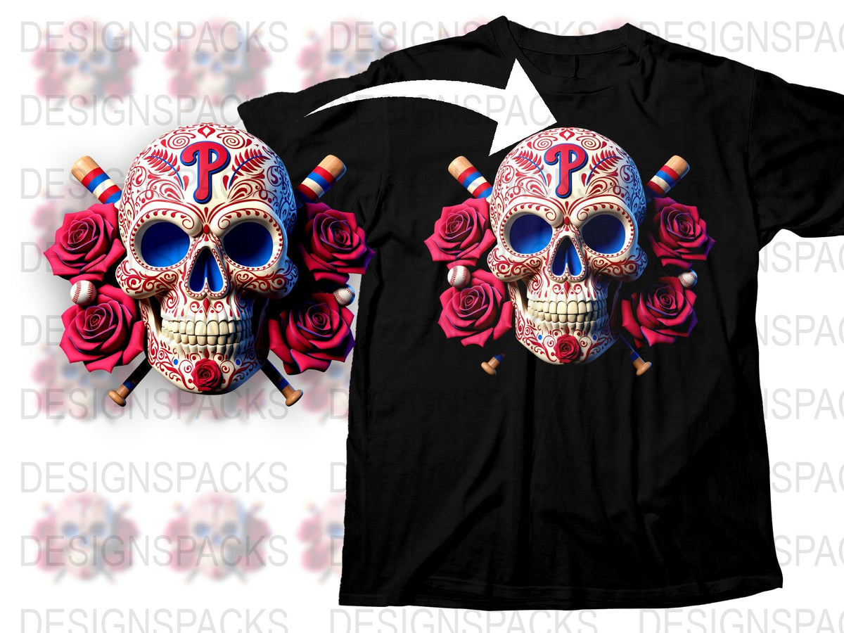 Colorful Sugar Skull T-Shirt, Day of the Dead Tee, Floral Mexican Skull, Unisex Cotton Shirt