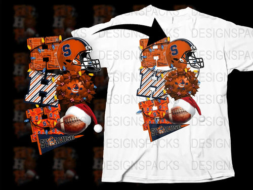 Syracuse Football Helmet Graphic T-Shirt, Orange Blue Sports Tee, Casual Fan Apparel, Unique Design, Unisex Clothing