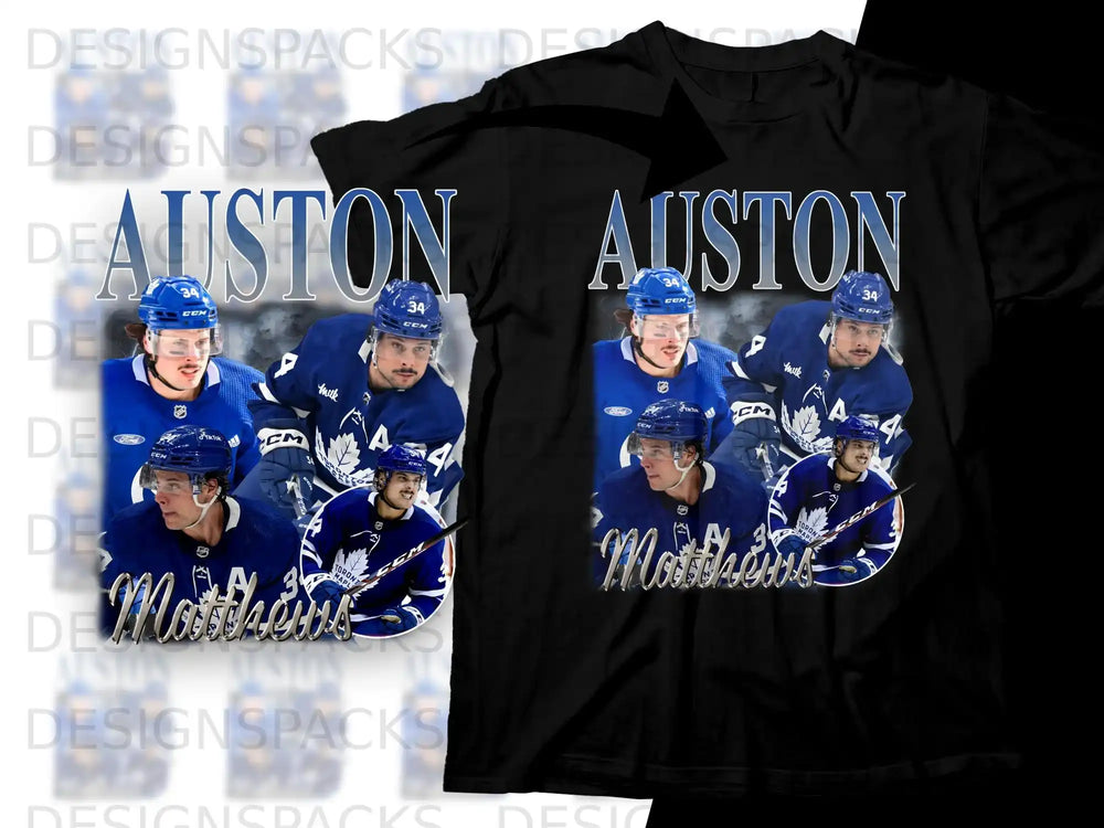 Toronto Maple Leafs jersey with Auston Matthews and player collage.