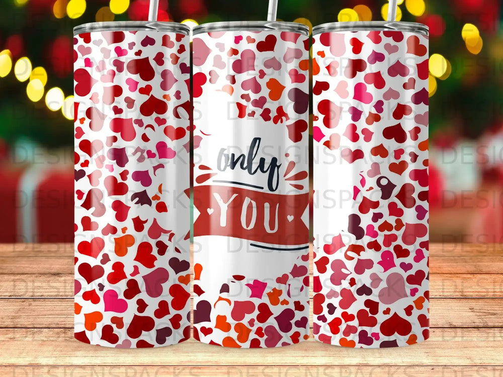 Scattered Hearts Only YOU Design White Tumbler Product Type