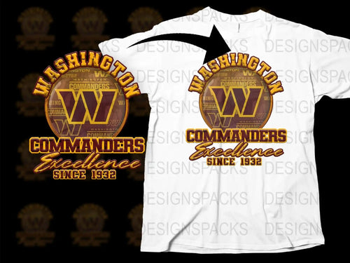 Washington Commanders T-Shirt, Excellence Since 1932 Graphic Tee, Vintage Style Football Fan Apparel