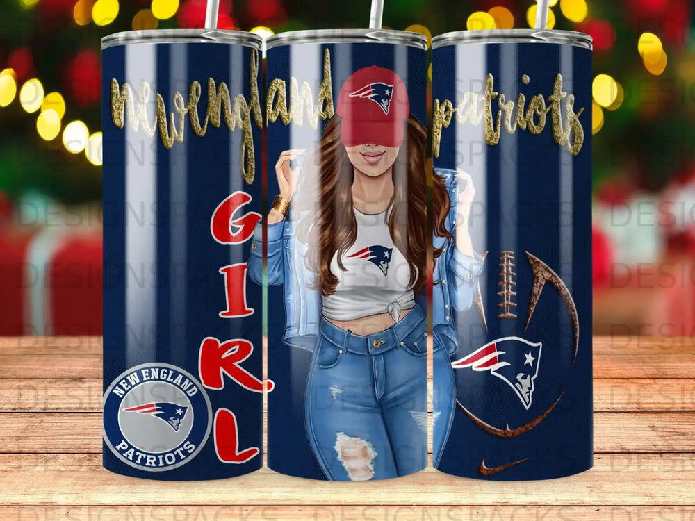 New England Patriots fan wearing team jersey and hat, holding a football.