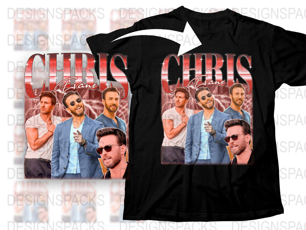 Chris Evans Collage T-Shirt, Casual Graphic Tee, Celebrity Inspired Fashion, Stylish Men's and Women's Top