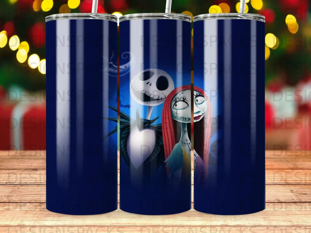 Jack Skellington and Sally from The Nightmare Before Christmas.