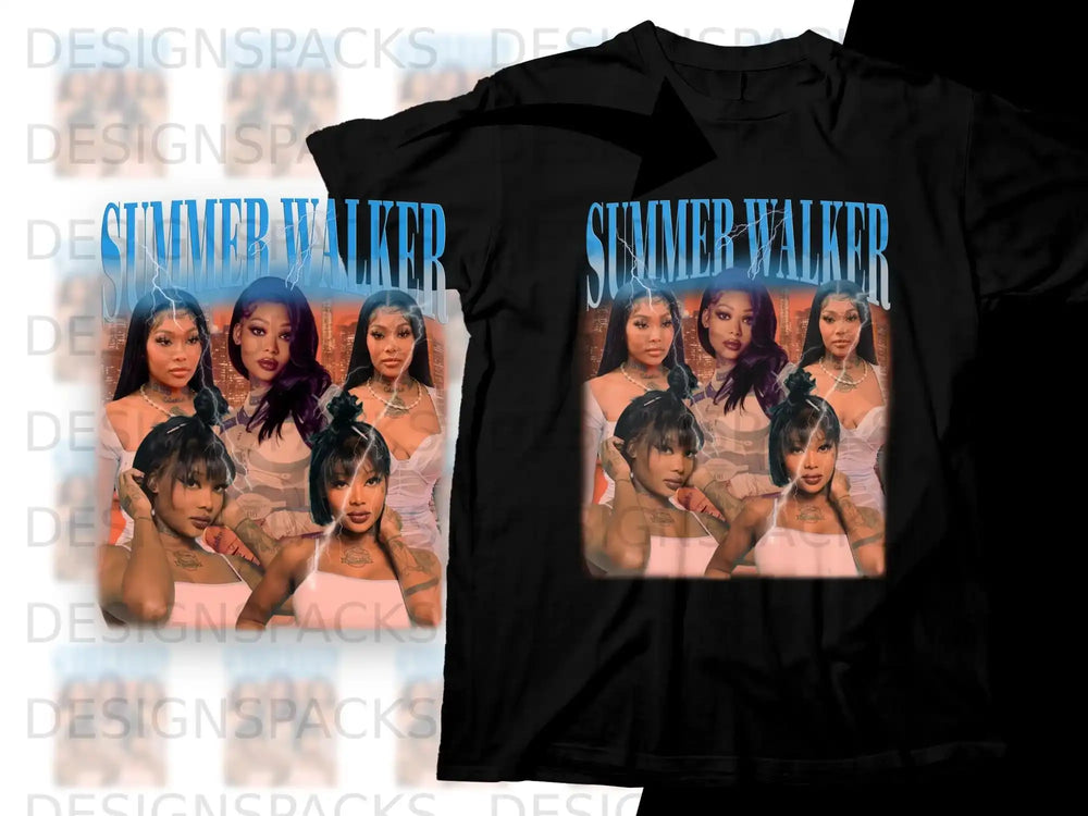 Black t-shirt with "Summer Walker" printed above multiple images of the artist.