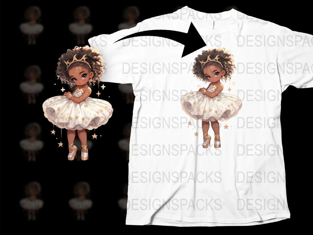 Cute African American Girl T-Shirt, Kids Fashion Tee, Princess Graphic, Soft Cotton Shirt, Casual Wear, Toddler to Tween Sizes