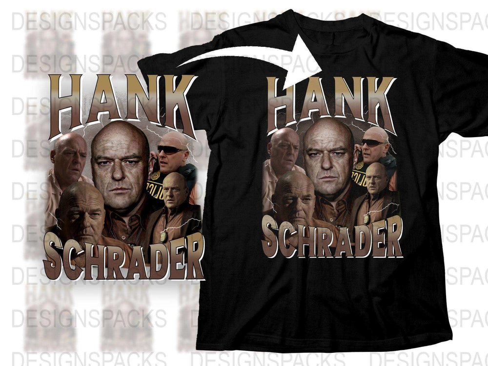 Hank Schrader Graphic T-Shirt, TV Show Inspired Black Tee, Fan Art Multiple Faces Print, Unisex Fashion Top, Unique Gift Idea