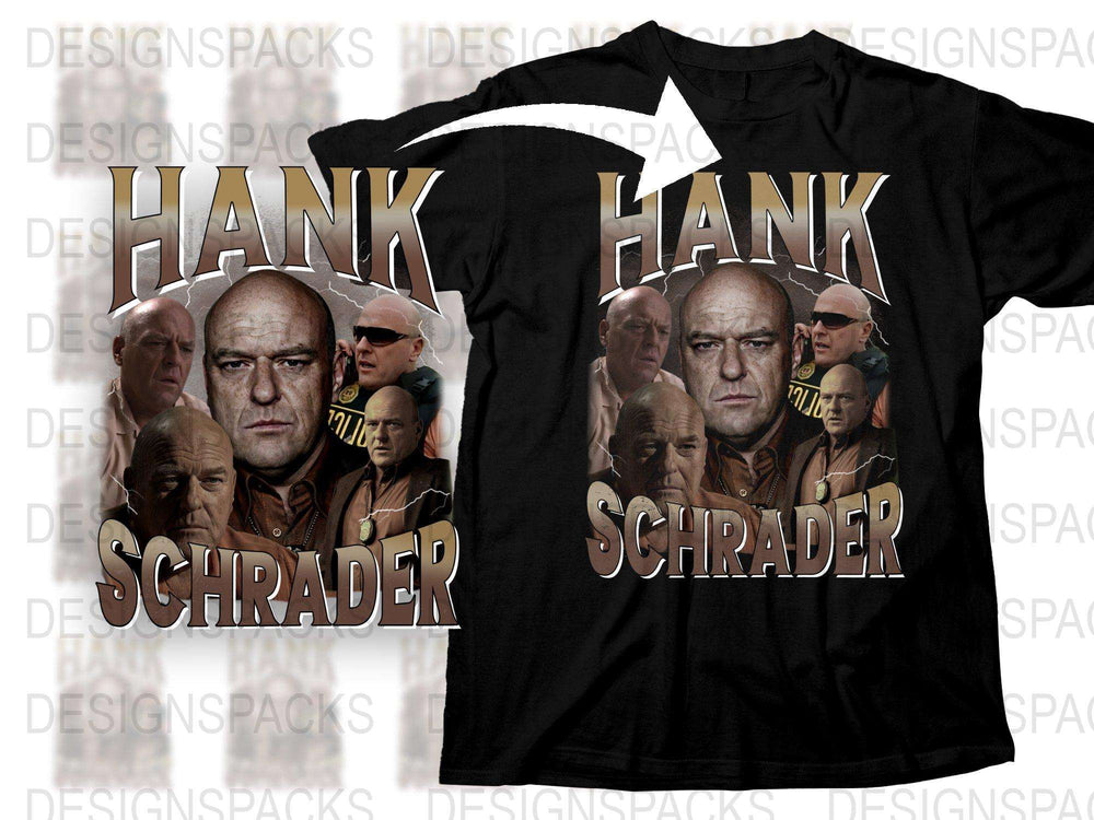Hank Schrader Graphic T-Shirt, TV Show Inspired Black Tee, Fan Art Multiple Faces Print, Unisex Fashion Top, Unique Gift Idea