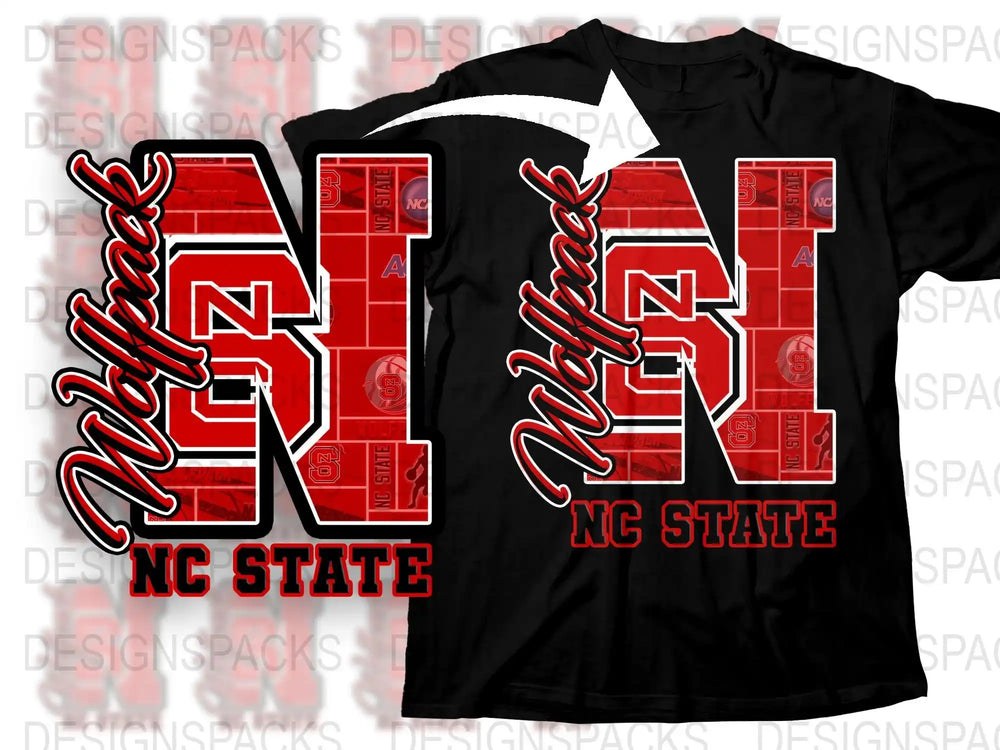 NC State Wolfpack Red and White Graphic T-Shirt, Unisex College Apparel