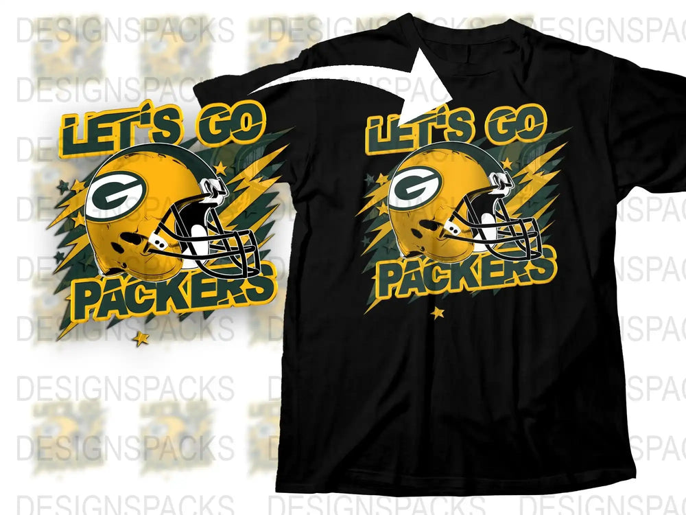 Green Bay Packers T-Shirt, Let's Go Packers Graphic Tee, Football Fan Apparel, NFL Team Shirt