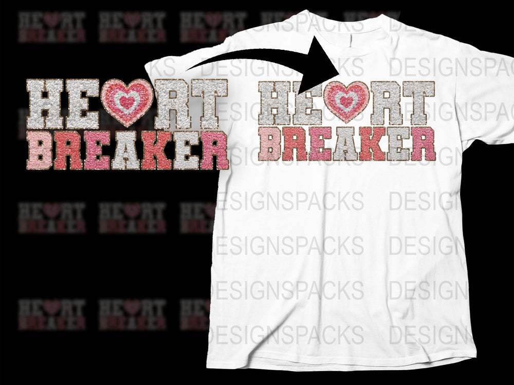 Heart Breaker Glitter Text T-Shirt, Stylish Valentine's Day Tee, Love Statement Shirt, Gift for Her