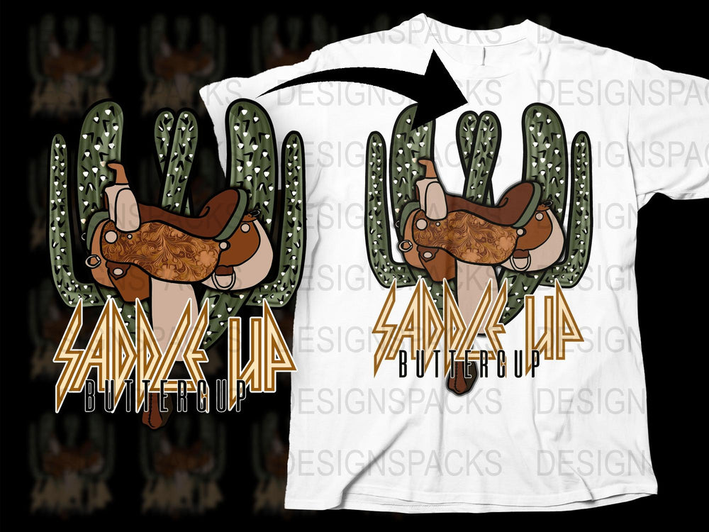 Saddle Up Bull Riding Cactus Graphic T-Shirt, Cowboy Themed Casual Wear, Western Style Unisex Tee