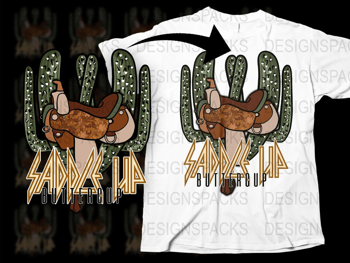 Saddle Up Bull Riding Cactus Graphic T-Shirt, Cowboy Themed Casual Wear, Western Style Unisex Tee