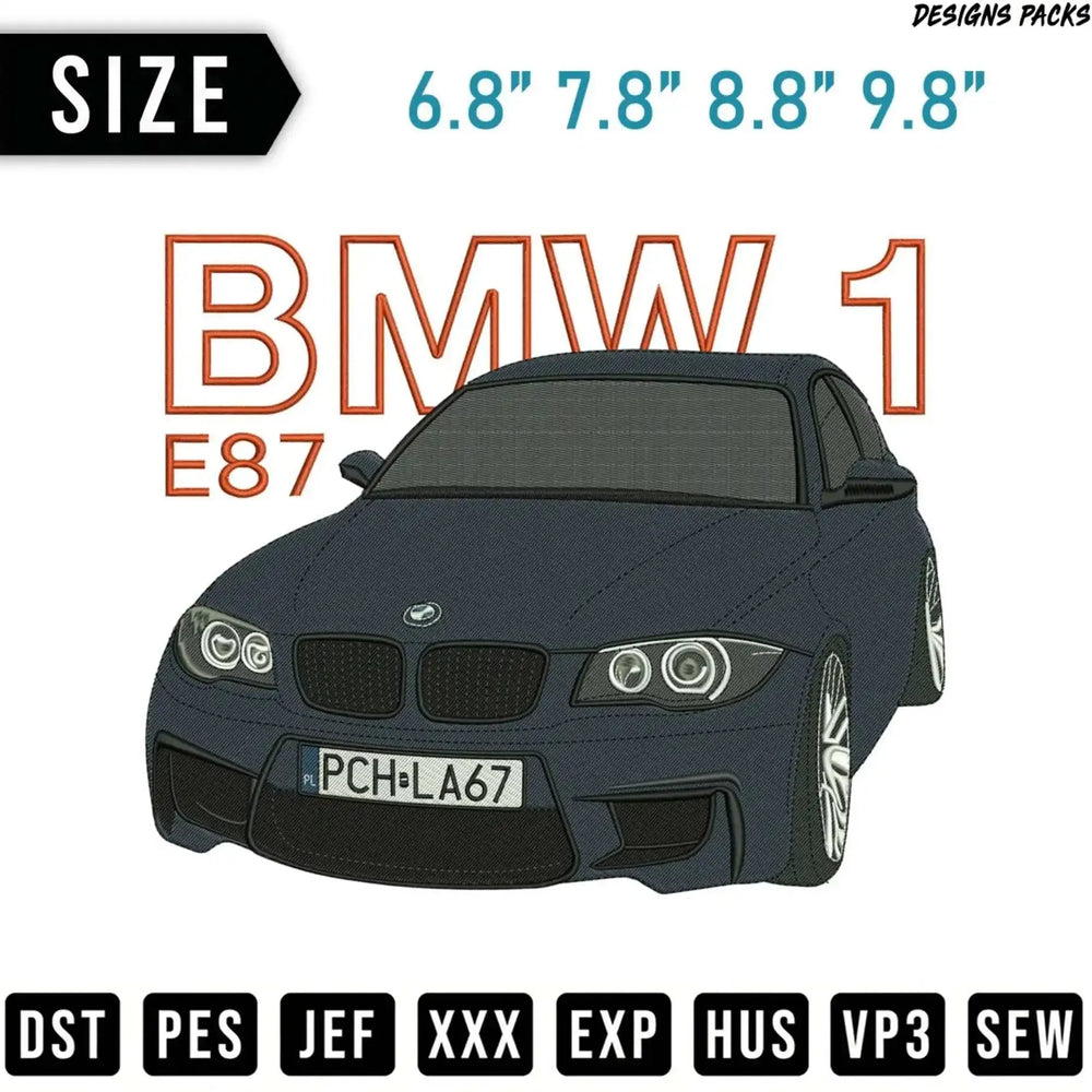 E87 1 Series Car Art Digital Embroidery Design