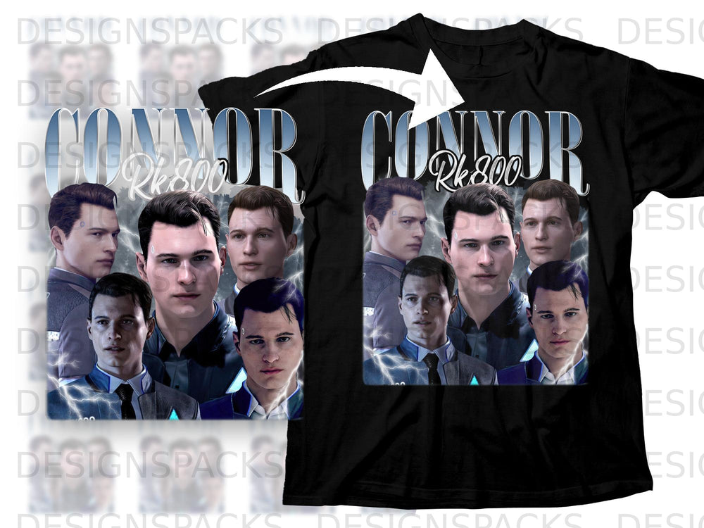Connor RK800 t-shirt featuring multiple portraits of the character.