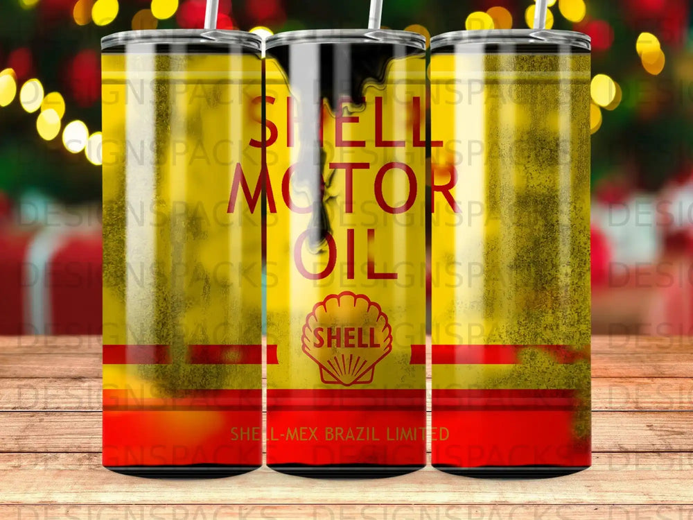 Shell Motor Oil tumbler with Shell-Mex Brazil Limited branding.