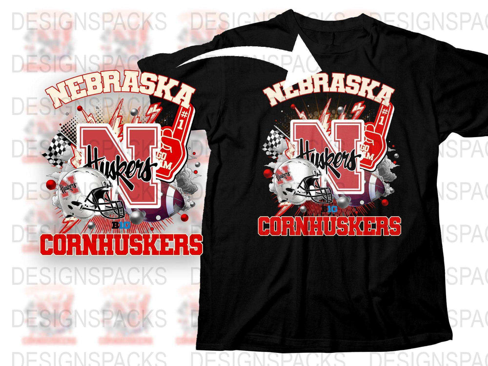 Nebraska Cornhuskers T-Shirt, College Football Graphic Tee, Sports Fan Apparel, Black and Red Shirt