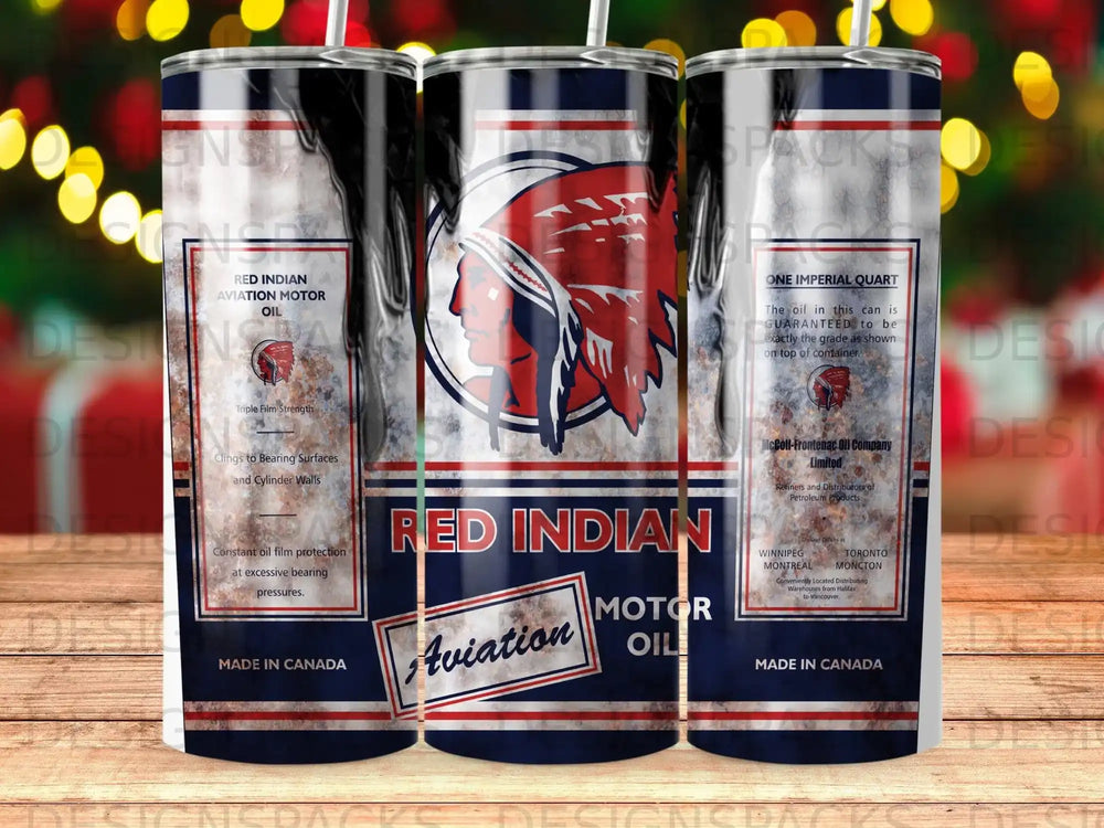 RED INDIAN AVIATION MOTOR OIL ONE IMPERIAL QUART tumbler