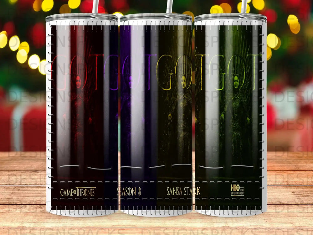 Game of Thrones Season 8 Sansa Stark tumbler with HBO logo.