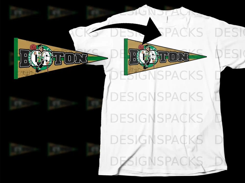 Boston Basketball Team Graphic Design T-Shirt