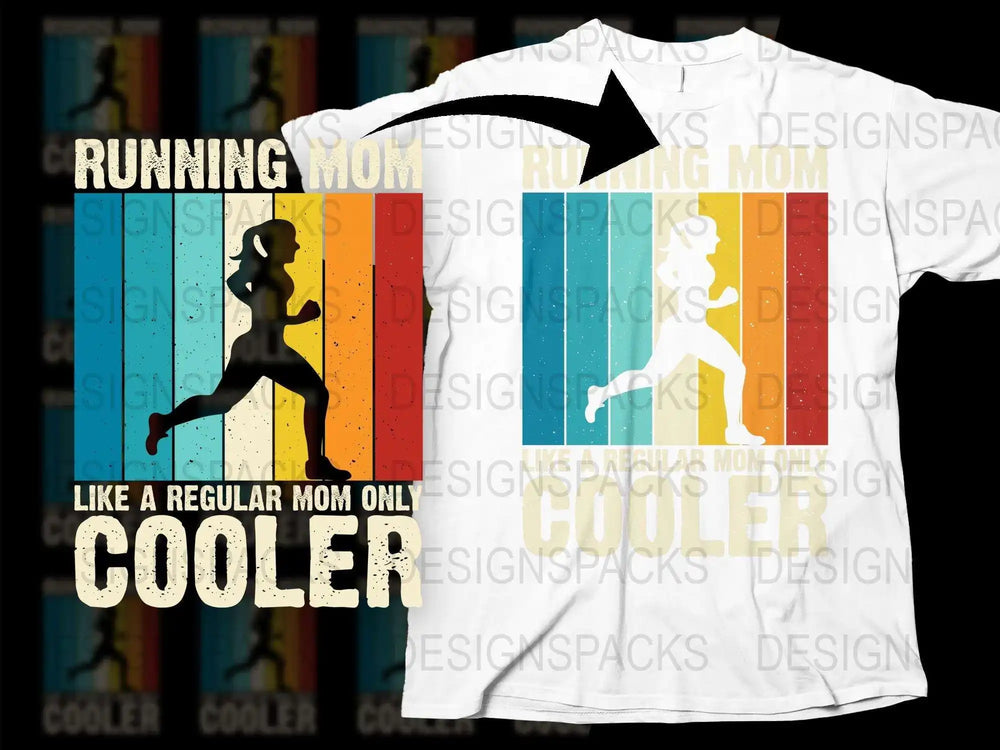 Running Mom Graphic T-Shirt, Cool Mom Fitness Tee, Colorful Athletic Mother Shirt Gift