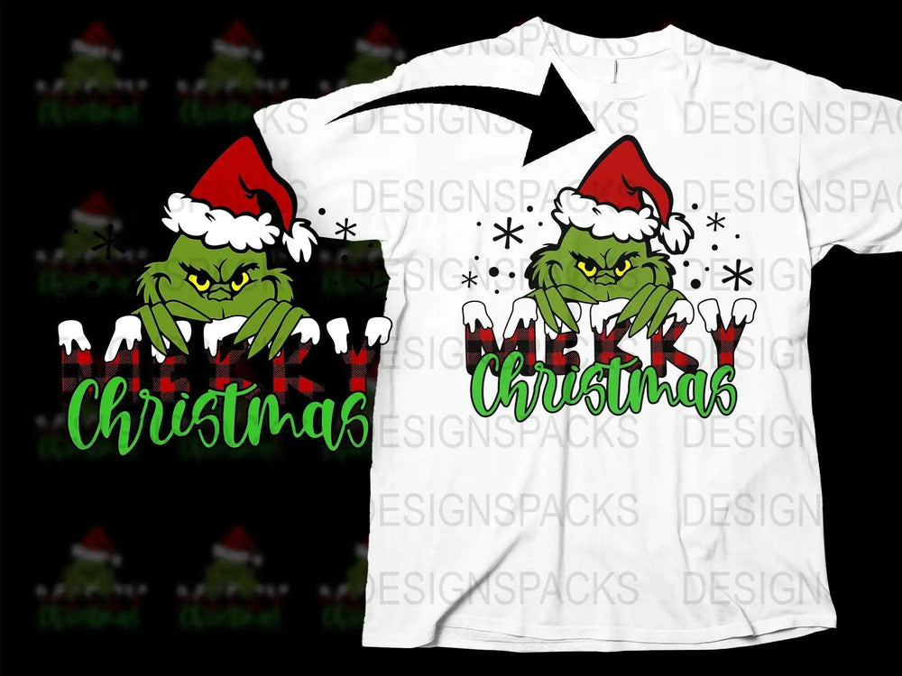 Grinch Christmas T-Shirt, Funny Holiday Tee, Santa Hat Graphic, Unisex Gift Idea