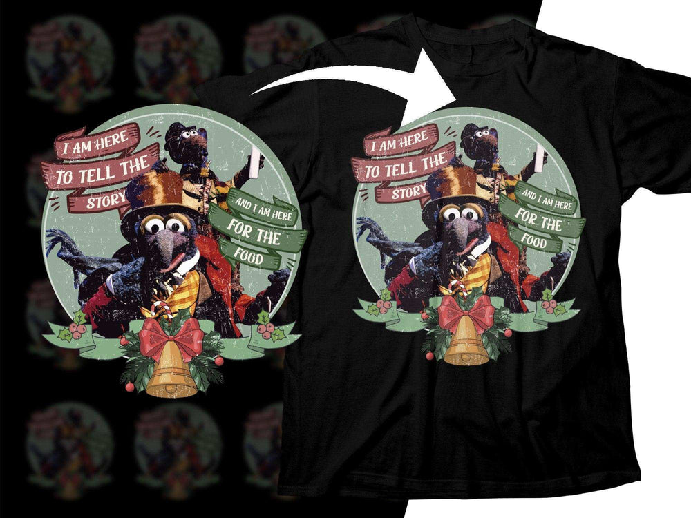 Gonzo Muppet Christmas t-shirt design with festive bells and holly, print-ready for DTG/DTF.