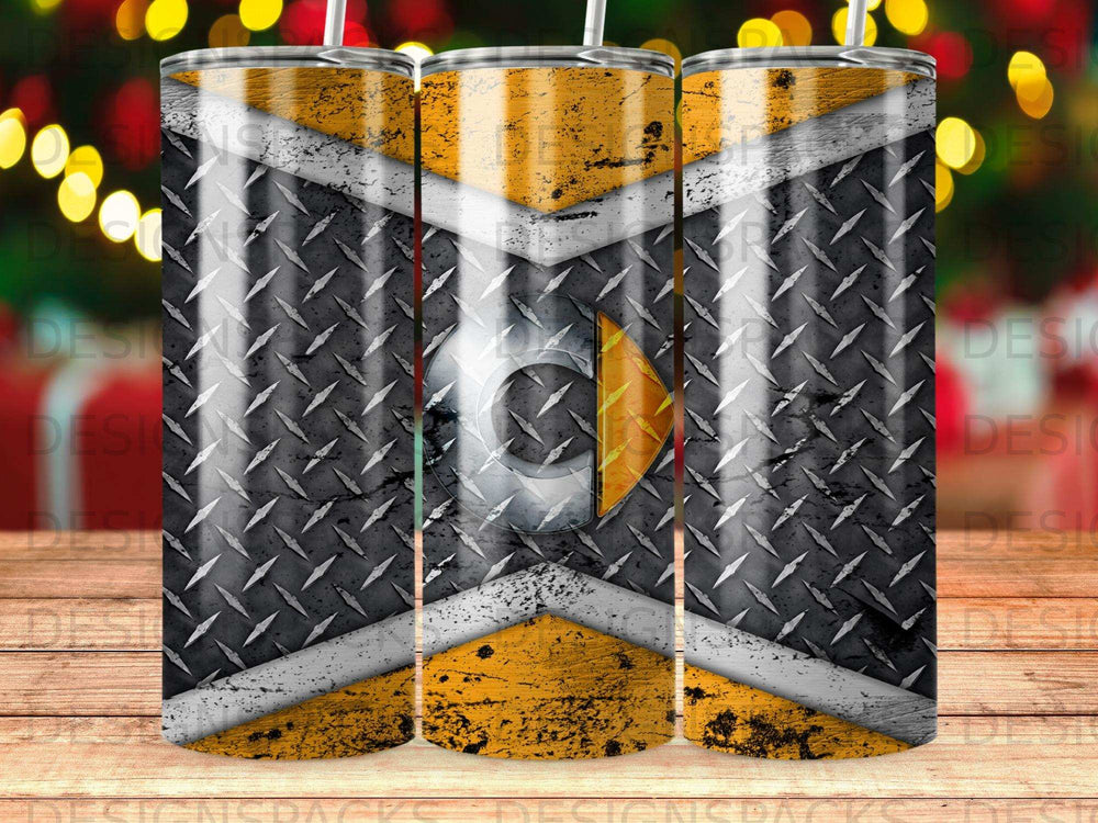 Black Yellow Diamond Plate C Letter Tumbler product type