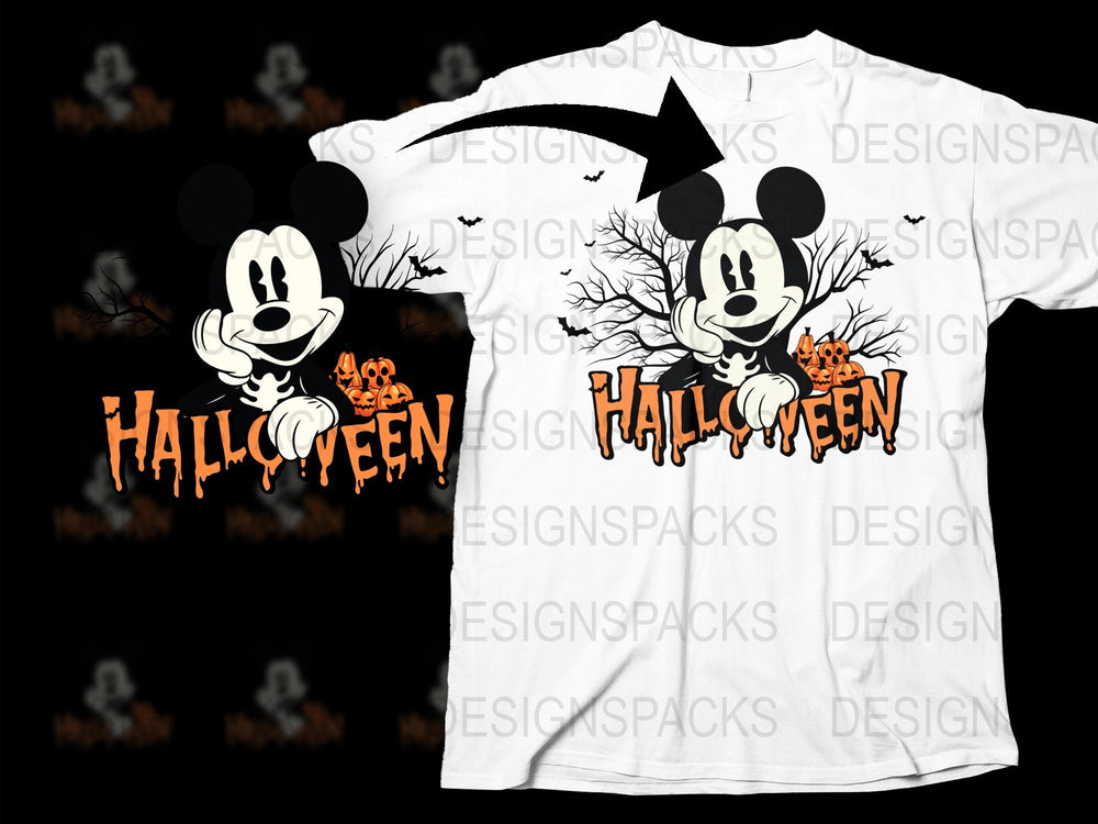 Mickey Mouse Halloween T-Shirt, Spooky Cartoon Character Tee, Kids and Adult Sizes, Fall Festival Apparel