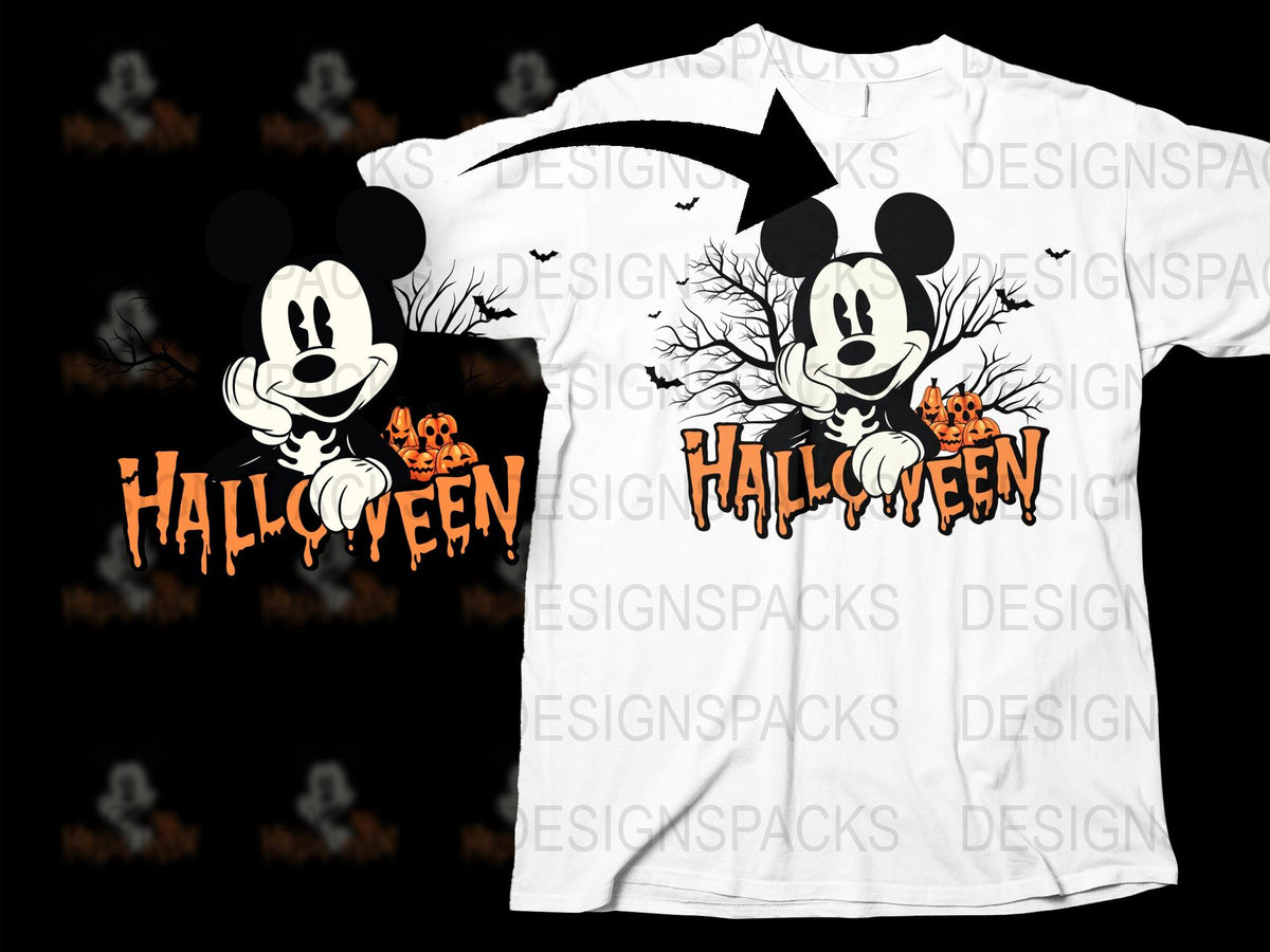Mickey Mouse Halloween T-Shirt, Spooky Cartoon Character Tee, Kids and Adult Sizes, Fall Festival Apparel