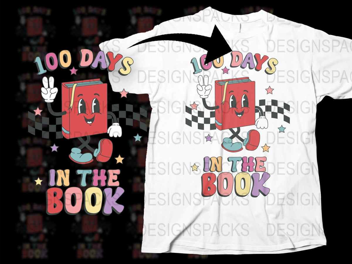 Cartoon Book Character T-Shirt, 100 Days in the Book, Kids Unisex Fun School Shirt