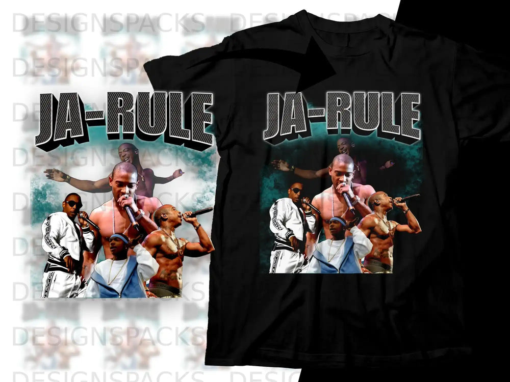 Ja-Rule graphic t-shirt with multiple images and the name "JA-RULE" in large text.