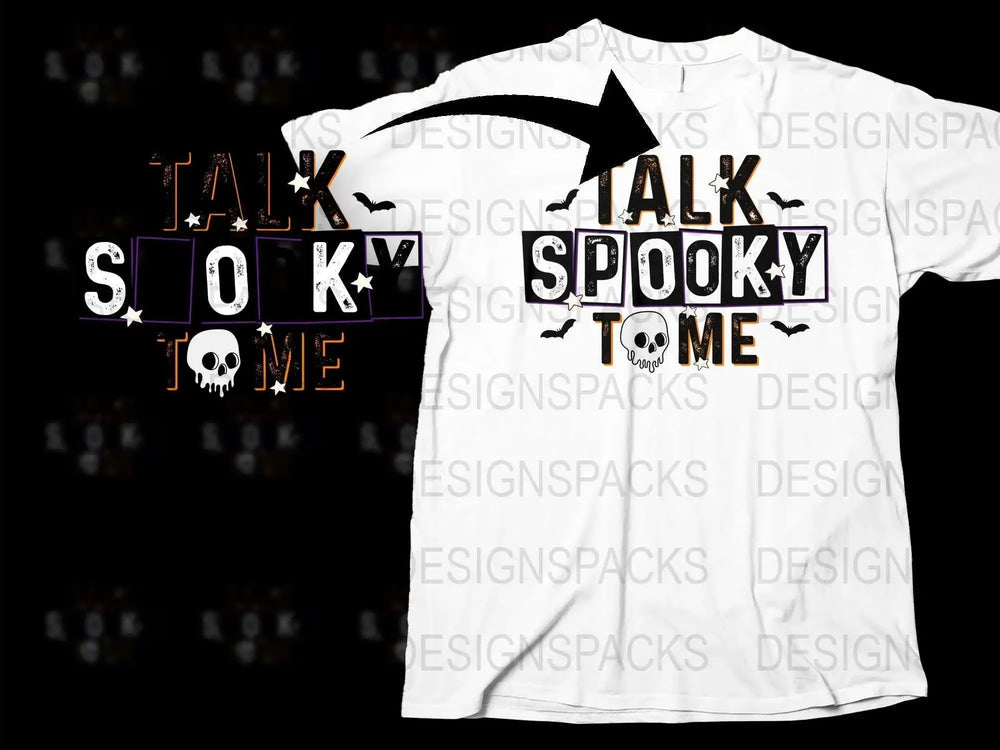 Talk Spooky To Me Halloween T-Shirt, Funny Skull Graphic Tee, Unisex White Cotton Shirt