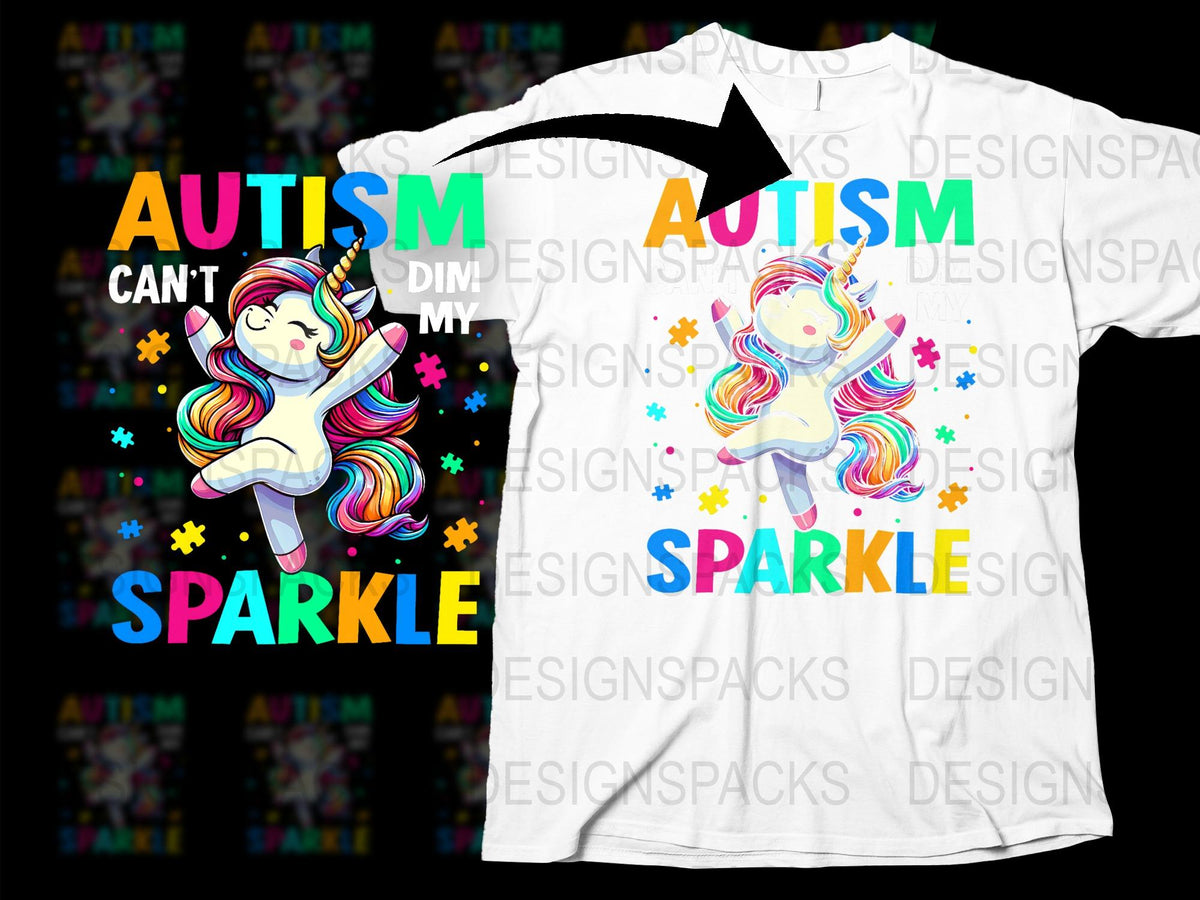 Autism Awareness T-Shirt Unicorn Graphic Colorful Sparkle Design for Kids and Adults