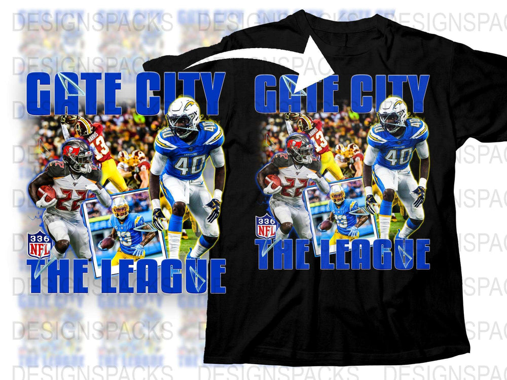 Gate City Football League Graphic T-Shirt, Sports Team Fan Apparel, Bold Athletic Design Tee
