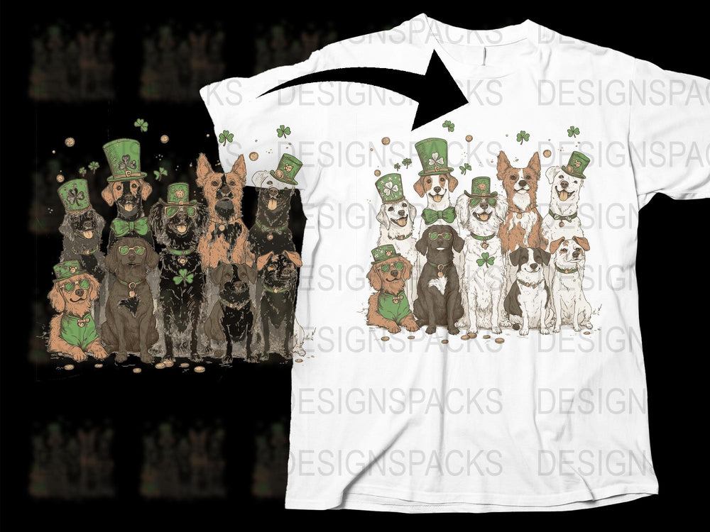 St. Patrick's Day Dog T-Shirt, Irish Dogs Tee, Lucky Pup Shirt, Pet Lover Gift Idea, Unisex Graphic Tee