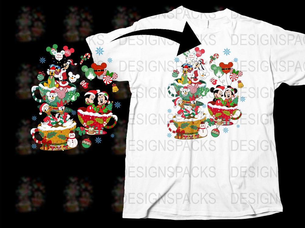 Disney Christmas T-Shirt, Mickey and Friends Holiday Tee, Festive Family Matching Shirts
