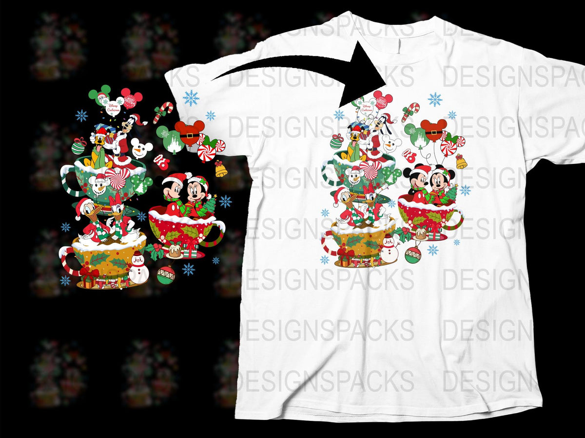 Disney Christmas T-Shirt, Mickey and Friends Holiday Tee, Festive Family Matching Shirts
