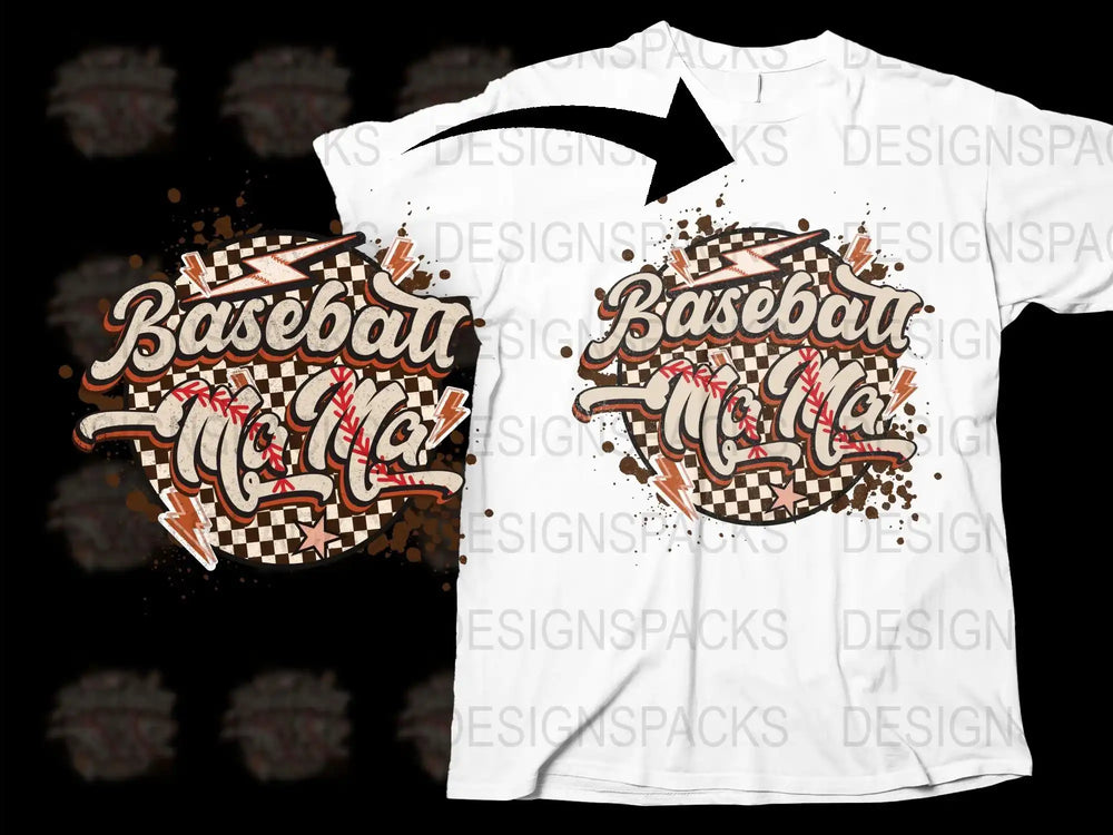 Vintage Baseball Mom T-Shirt, Sports Graphic Tee, Rhinestone Checkered Flag Design, Women's Casual Apparel