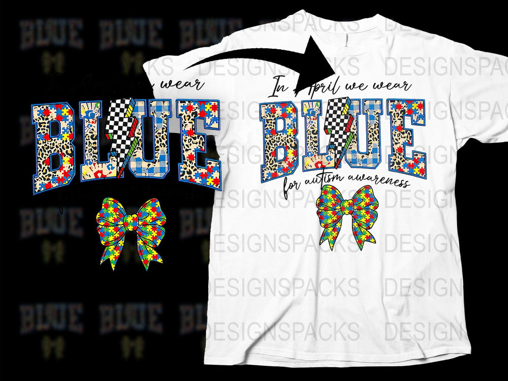 Autism Awareness T-Shirt, Blue Pride, Colorful Puzzle Pieces Design, In April We Wear Blue, Support Tee