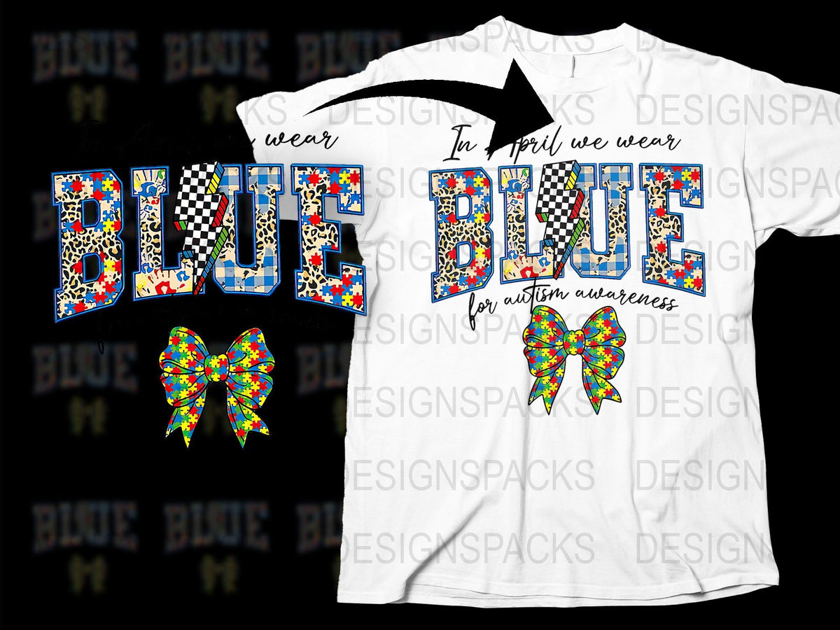 Autism Awareness T-Shirt, Blue Pride, Colorful Puzzle Pieces Design, In April We Wear Blue, Support Tee