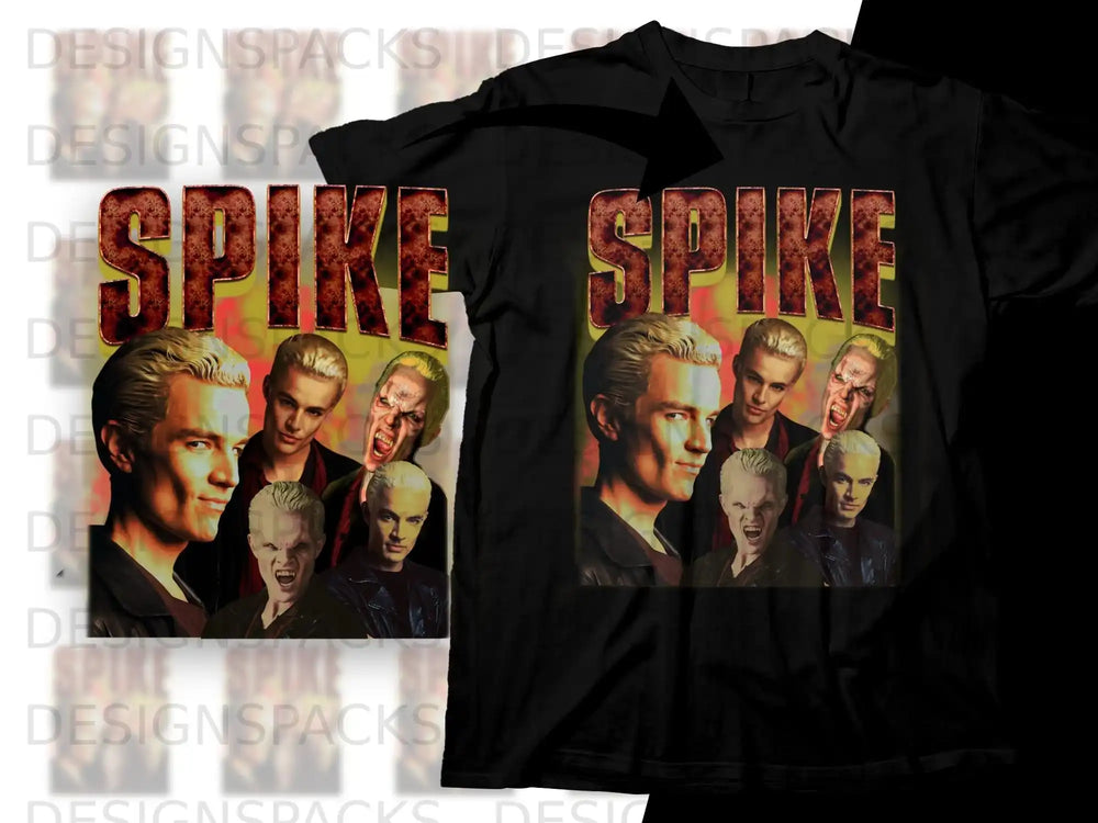 T-shirt featuring Spike from Buffy the Vampire Slayer, with multiple portraits.