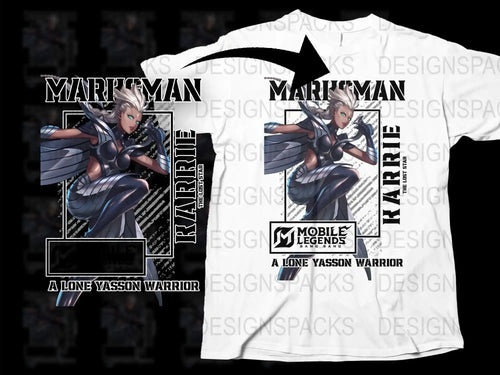 Mobile Legends Karrie Graphic T-Shirt, A Lone Yasson Warrior Design, Anime Style Gaming Apparel