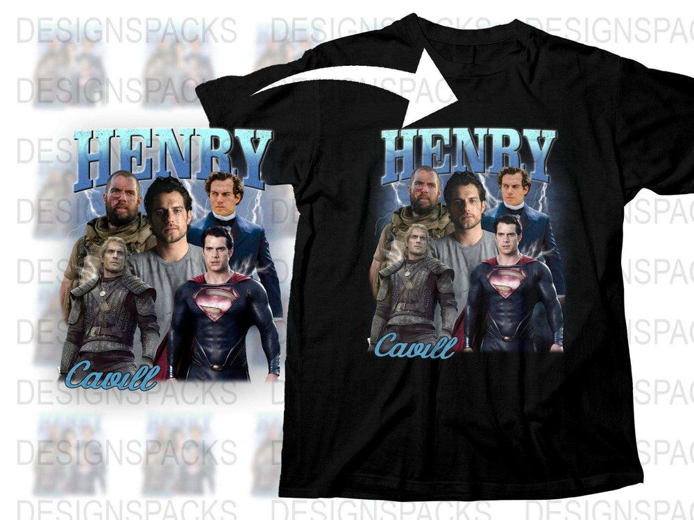 Henry Cavill Inspired T-Shirt, Superhero Movie Actor, Men's Graphic Tee, Fan Apparel Gift Idea