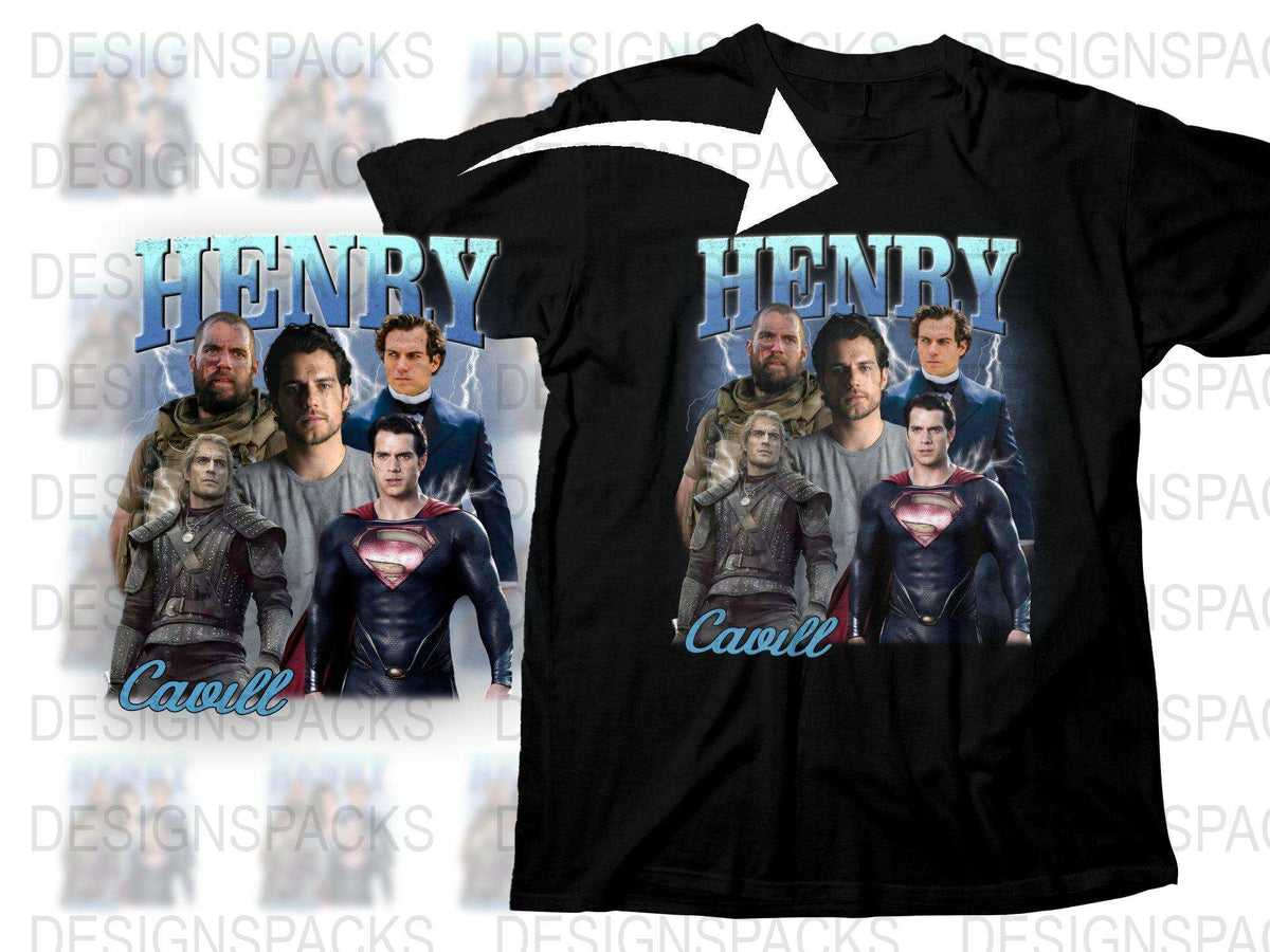 Henry Cavill Inspired T-Shirt, Superhero Movie Actor, Men's Graphic Tee, Fan Apparel Gift Idea