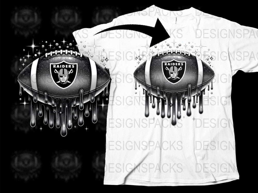 Raiders Football Graphic T-Shirt, Melting Design, Stylish Sports Apparel, Unique Fan Merchandise