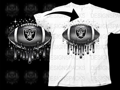 Raiders Football Graphic T-Shirt, Melting Design, Stylish Sports Apparel, Unique Fan Merchandise
