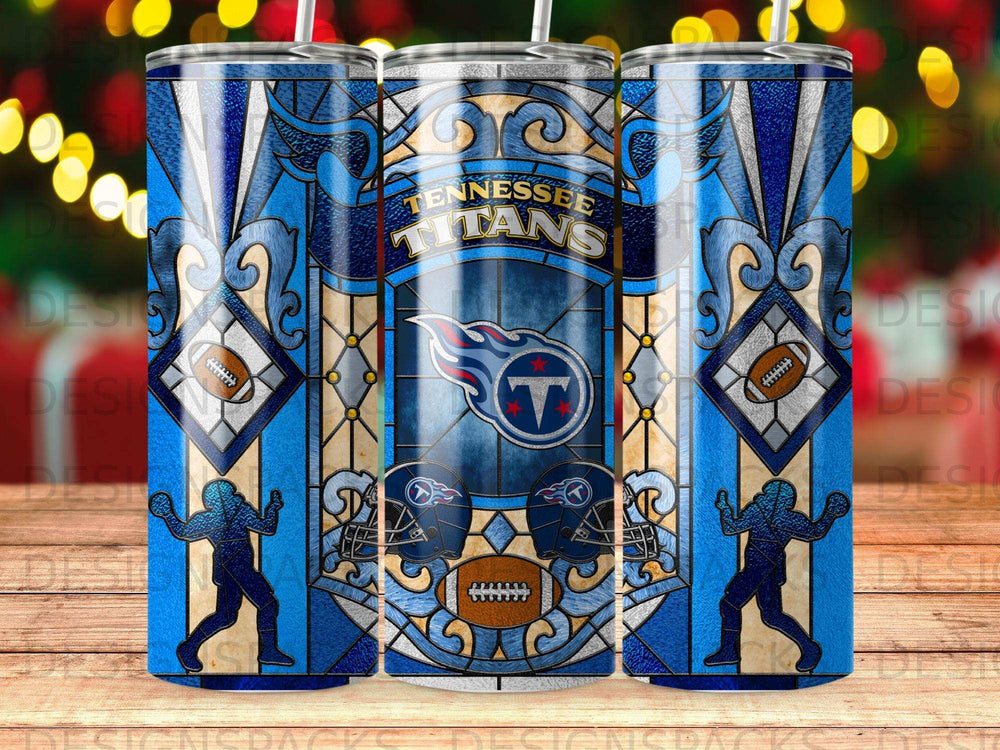 Tennessee Titans football team stained glass design tumbler.