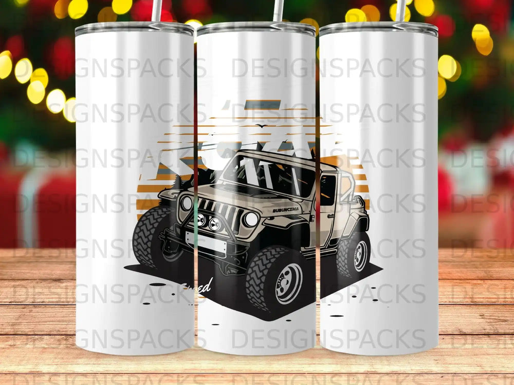 Off-road vehicle with "BUBUNCIMA" text, rendered on a tumbler.