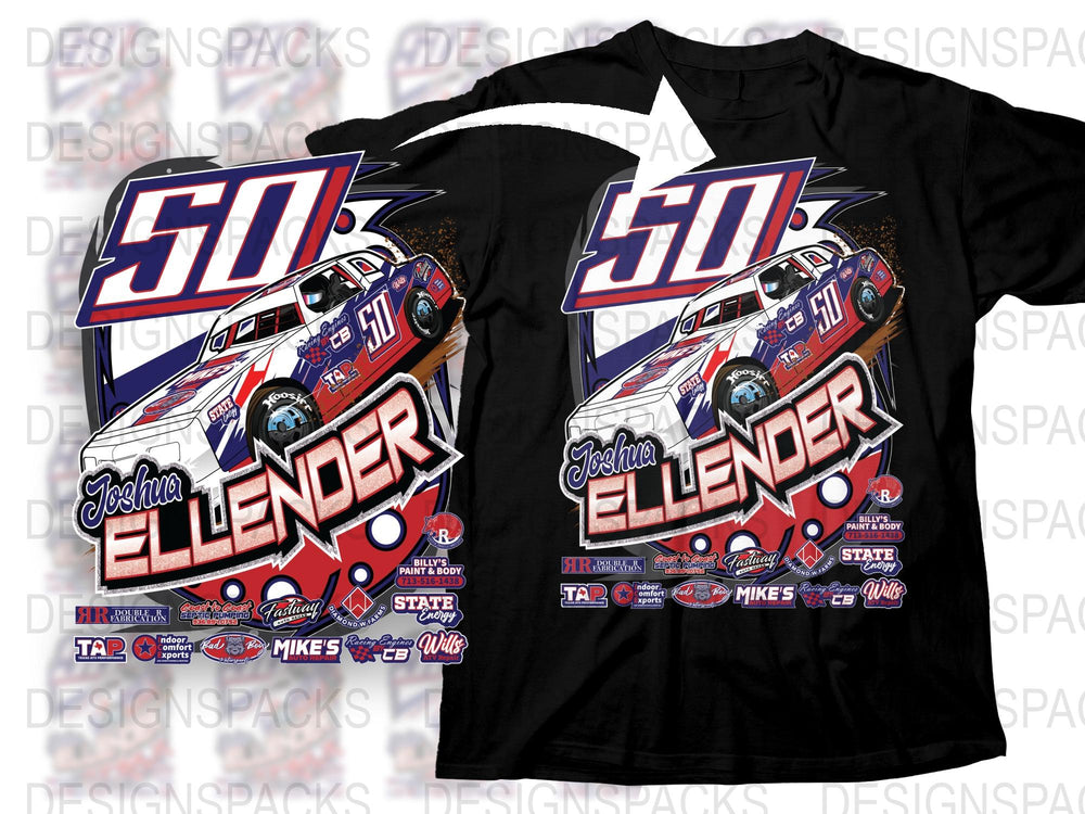 Joshua Ellender Racing T-Shirt Number 50, Retro Race Car Graphic Tee, Vintage Style Motorsport Shirt, Unisex Racing Apparel